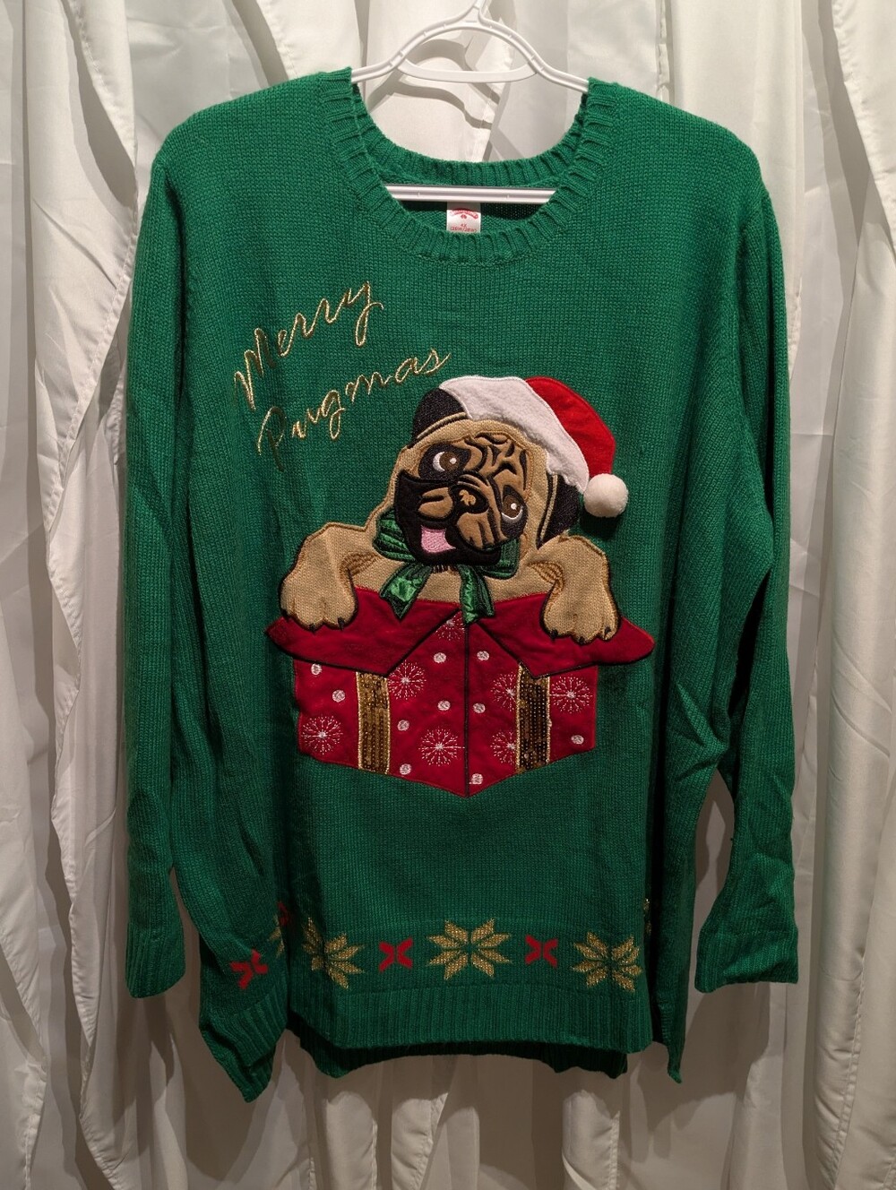 17 Holiday Time "Merry Pugmas" Ugly Christmas Sweater - Women's Plus Size 4X